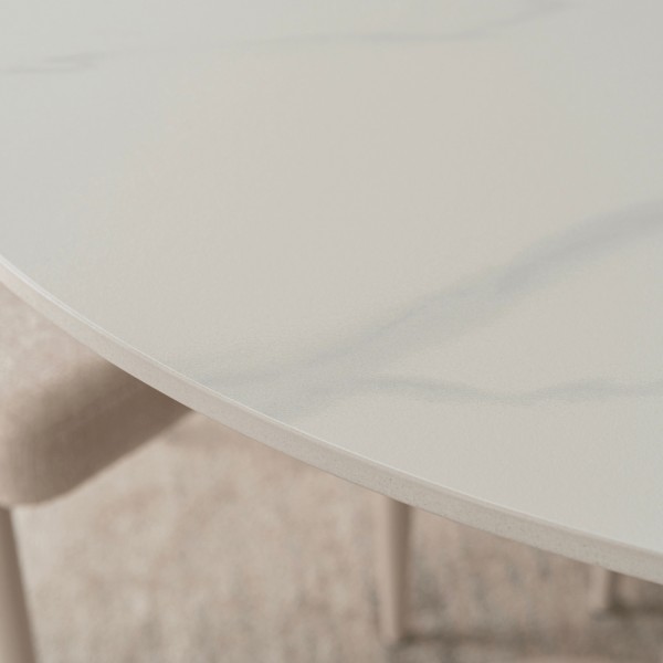Okrągły stół na jednej nodze Sander 89 cm, biały/kaszmir
