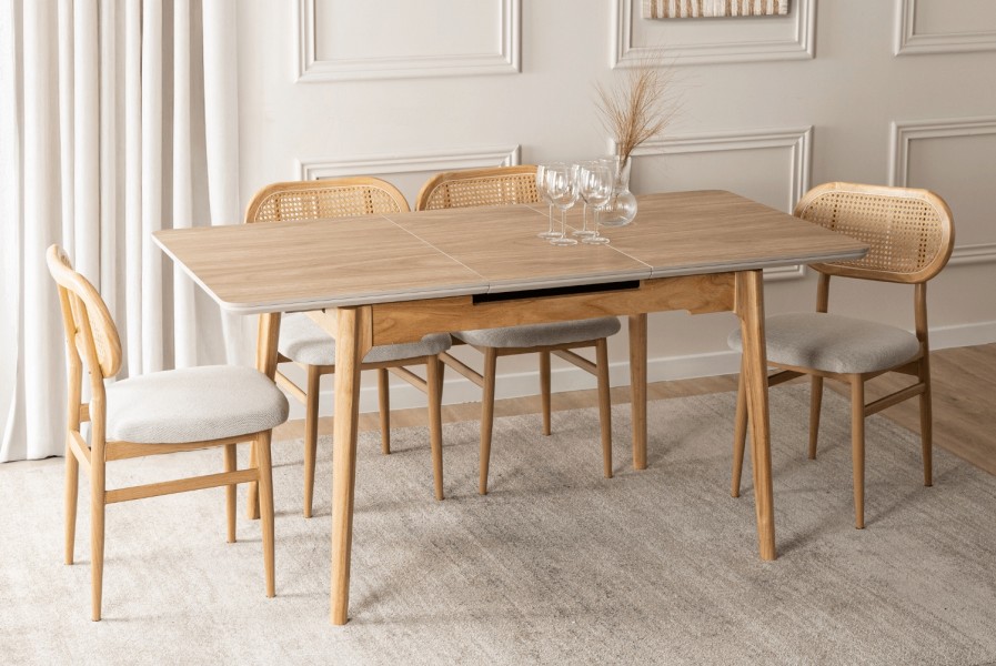 Stół do jadalni rozkładany, ceramiczny Samer 120-160 cm, dąb
