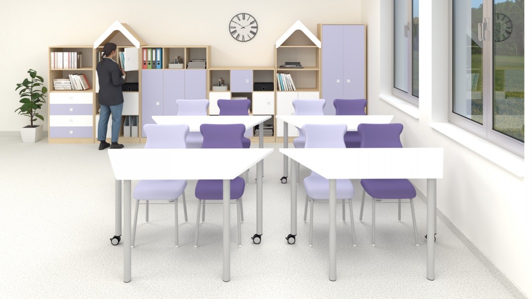 Komplet mebli przedszkolnych Blox Colours 2, fronty pastelowe fioletowe