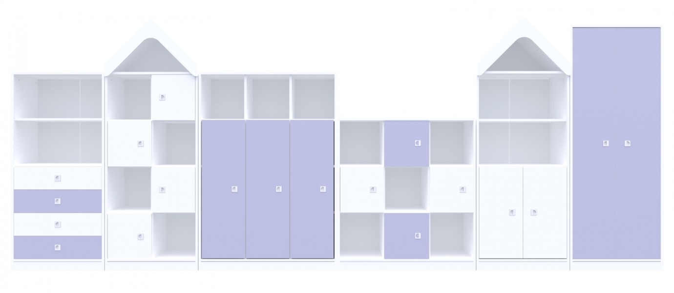 Komplet mebli przedszkolnych Blox Colours 2, fronty pastelowe fioletowe