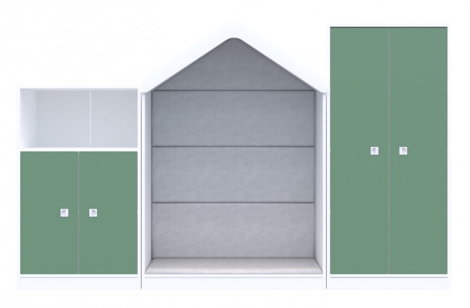 Komplet mebli do sal edukacyjnych Blox Colours 5, fronty pastelowe zielone