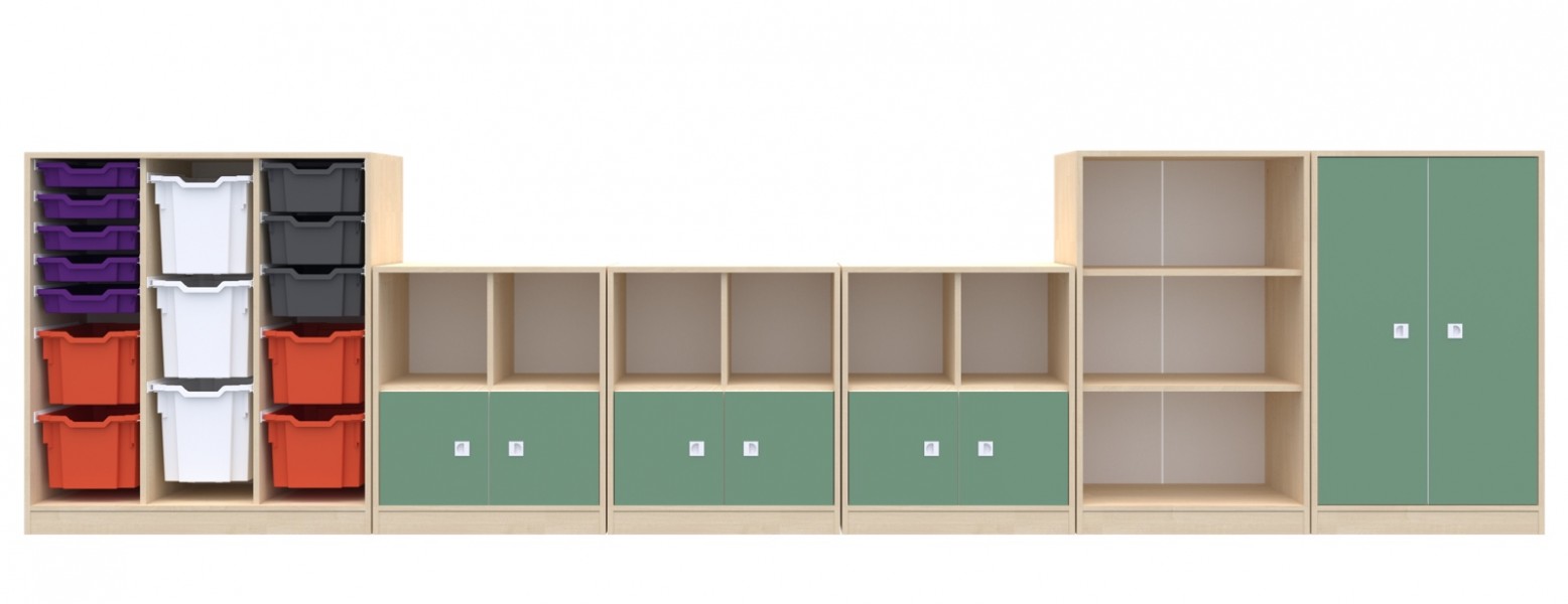 Zestaw mebli szkolnych do klas 1-3 Blox Colours 8, fronty pastelowe zielone