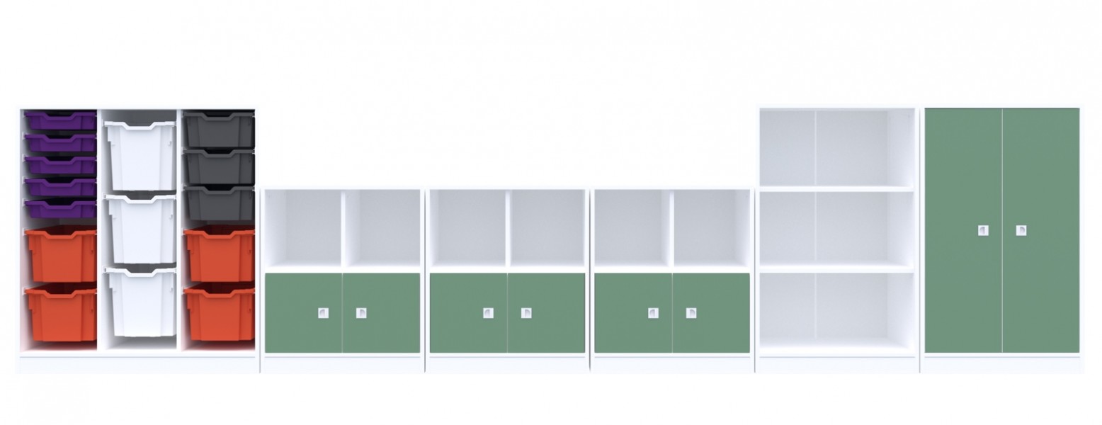 Zestaw mebli szkolnych do klas 1-3 Blox Colours 8, fronty pastelowe zielone