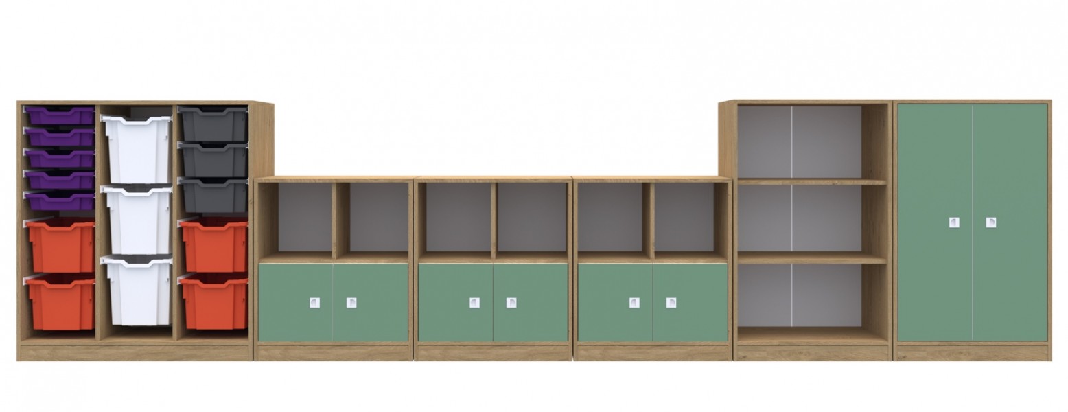 Zestaw mebli szkolnych do klas 1-3 Blox Colours 8, fronty pastelowe zielone