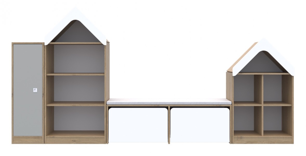 Zestaw mebli przedszkolnych Blox Colours 12, front jasnoszary