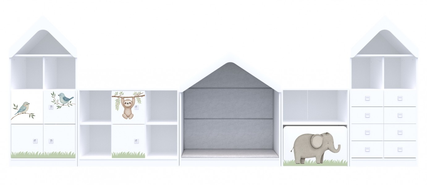 Zestaw mebli do przedszkoli, żłobków i klubów dziecięcych Blox Nature 11