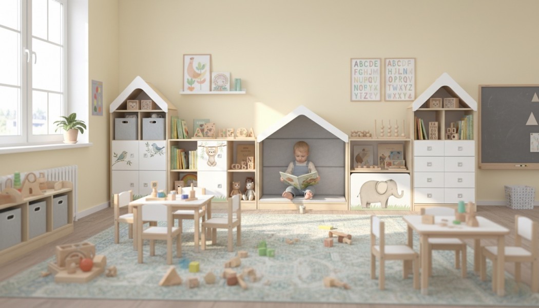 Zestaw mebli do przedszkoli, żłobków i klubów dziecięcych Blox Nature 11