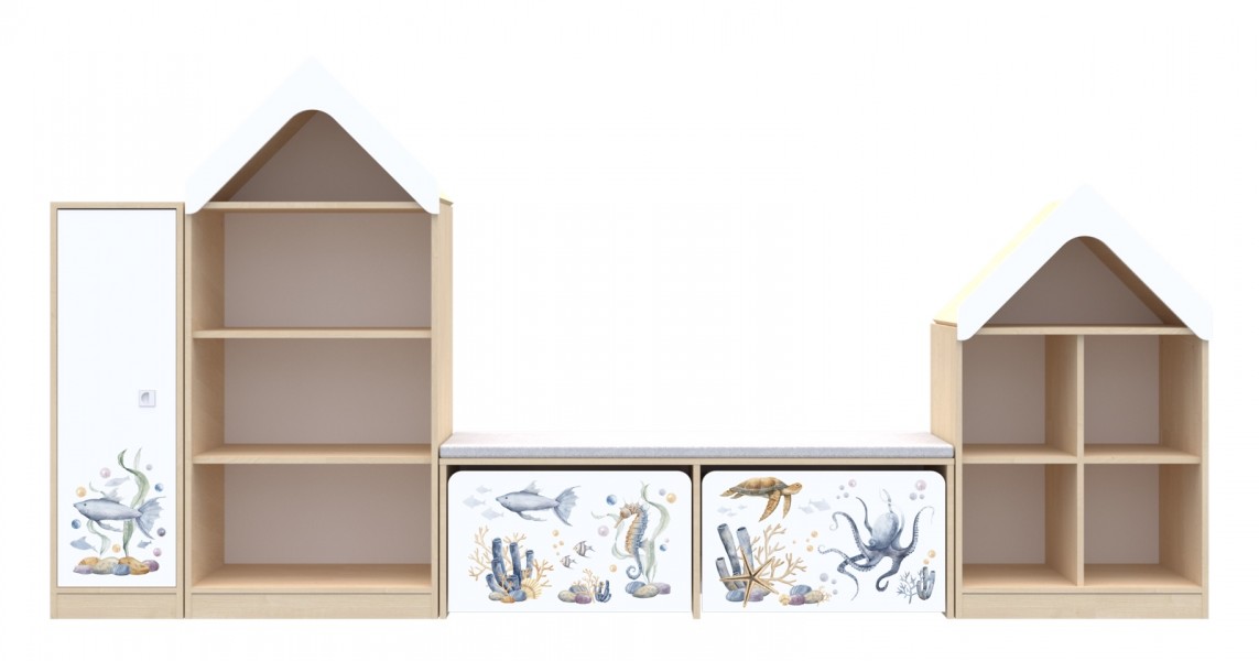 Modułowe meble do sali edukacyjnej - zestaw Blox Water 12