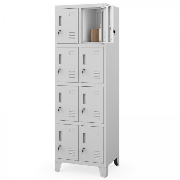 Szafka socjalna 8-skrytkowa Robert 2 Plus, 55,9x45x172 cm, szara