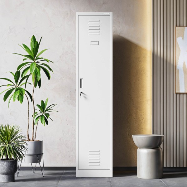 Szafka ubraniowa BHP z przegrodą Kacper 1 Plus, 40x50x180 cm, szara