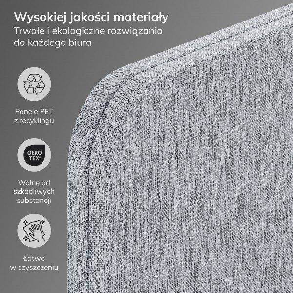 Przegroda biurowa akustyczna Sadie, kolor Moon Dust, rozmiar 260/145 cm