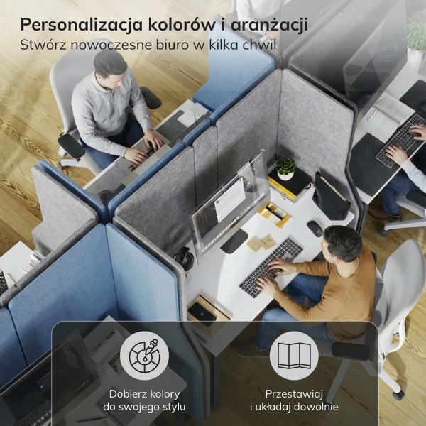 Przegroda biurowa akustyczna Sadie, kolor Moon Dust, rozmiar 260/145 cm