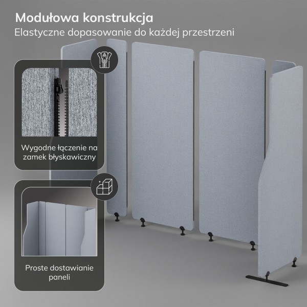 Ścianka działowa akustyczna Sadie, kolor Moon Dust, rozmiar 280/145 cm
