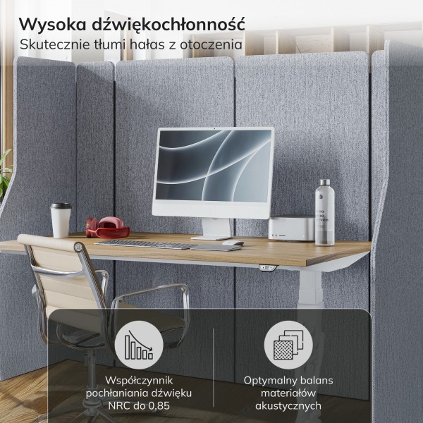 Ścianka działowa akustyczna Sadie, kolor Moon Dust, rozmiar 280/145 cm