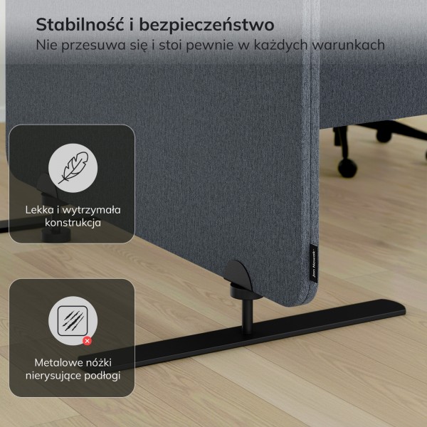 Ścianka działowa akustyczna Sadie, kolor Carbon Fog, rozmiar 280/145 cm