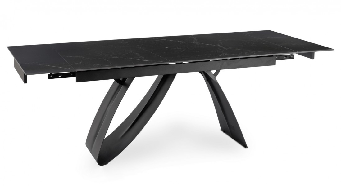 Ceramiczny stół z funkcją rozkładania Devon 160-220 cm, czarny marmur/czarny