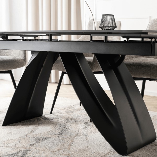 Ceramiczny stół z funkcją rozkładania Devon 160-220 cm, czarny marmur/czarny