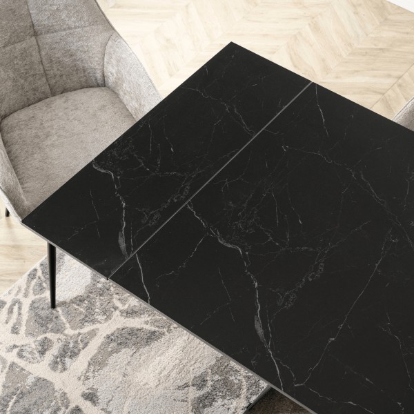 Ceramiczny stół z funkcją rozkładania Devon 160-220 cm, czarny marmur/czarny