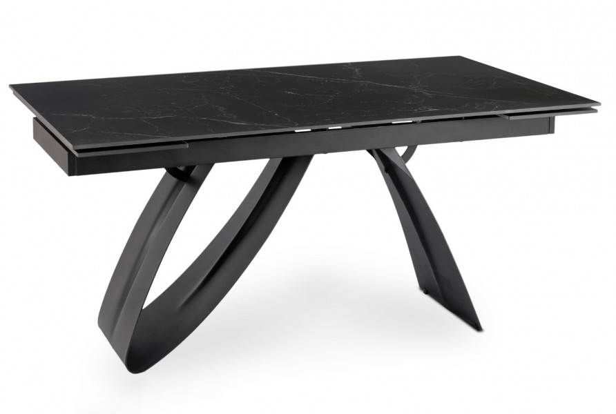 Ceramiczny stół z funkcją rozkładania Devon 160-220 cm, czarny marmur/czarny