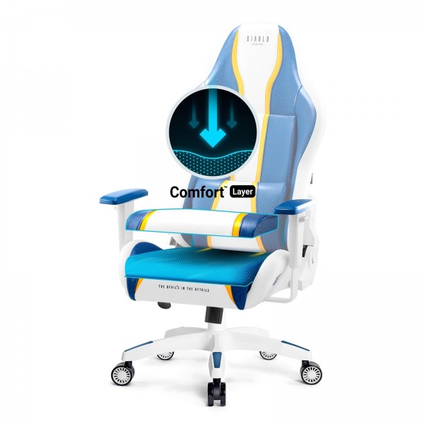 Fotel gamingowy młodzieżowy Diablo X-One 2.0 Small Size, kolor Aqua Blue