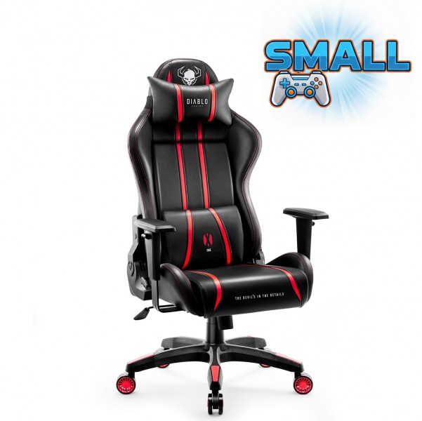 Fotel gamingowy młodzieżowy Diablo X-One 2.0 Small Size, kolor czarno-czerwony
