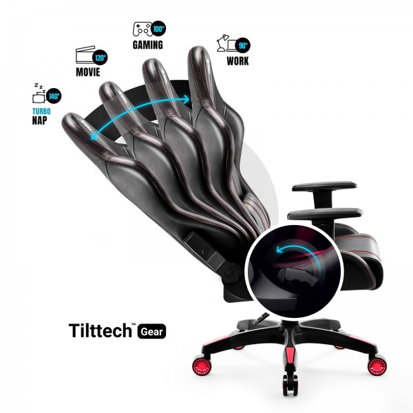 Fotel gamingowy młodzieżowy Diablo X-One 2.0 Small Size, kolor czarno-czerwony