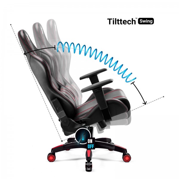Fotel gamingowy młodzieżowy Diablo X-One 2.0 Small Size, kolor czarno-czerwony