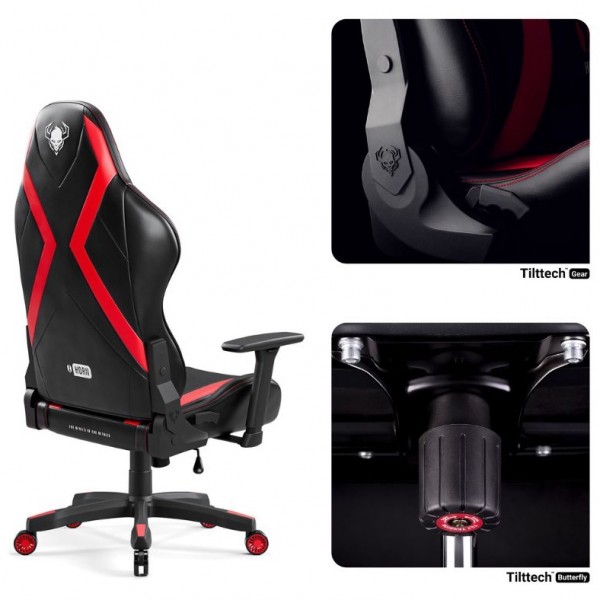 Fotel gamingowy dla młodzieży Diablo X-Horn 2.0 Small Size, kolor czarno-czerwony