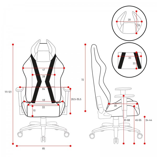 Fotel gamingowy dla młodzieży Diablo X-Horn 2.0 Small Size, kolor czarno-czerwony