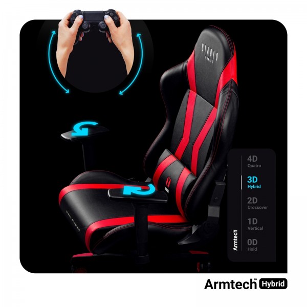 Fotel gamingowy dla młodzieży Diablo X-Horn 2.0 Small Size, kolor czarno-czerwony