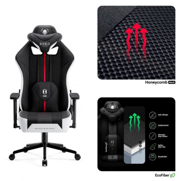 Fotel do grania dla młodzieży Diablo X-Player 2.0 Small Size, kolor biało-czarny
