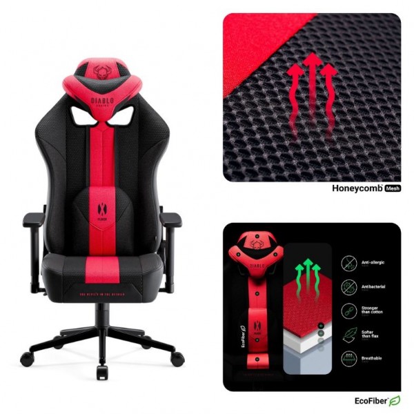 Fotel do grania dla młodzieży Diablo X-Player 2.0 Small Size, karmazynowo-antracytowy