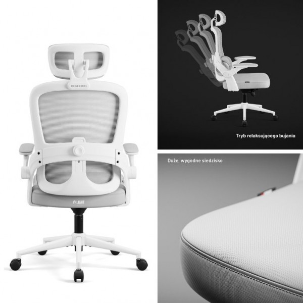 Ergonomiczny fotel do pracy w biurze Diablo V-Light, jasny szary