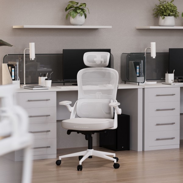 Ergonomiczny fotel do pracy w biurze Diablo V-Light, jasny szary