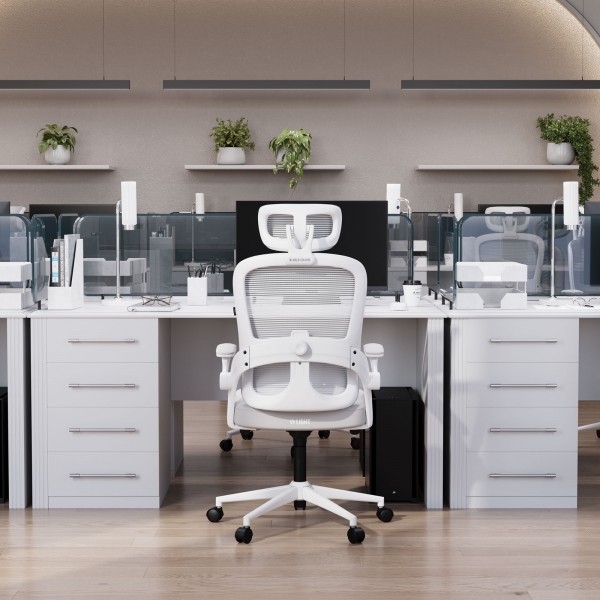 Ergonomiczny fotel do pracy w biurze Diablo V-Light, jasny szary