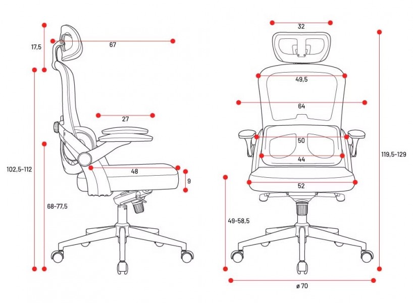 Ergonomiczny fotel do pracy w biurze Diablo V-Light, jasny szary