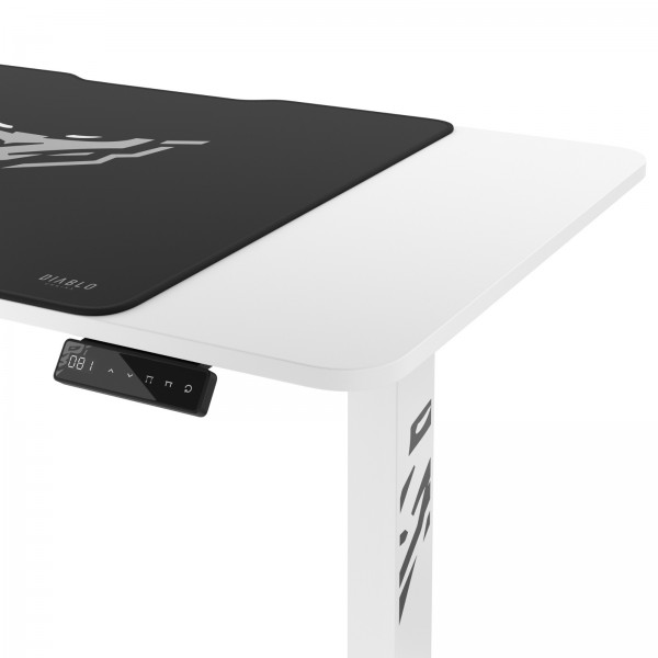 Biurko gamingowe z regulacją wysokości Diablo X-Tensio 110 cm, kolor biały