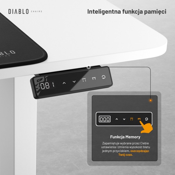 Biurko gamingowe z regulacją wysokości Diablo X-Tensio 110 cm, kolor biały