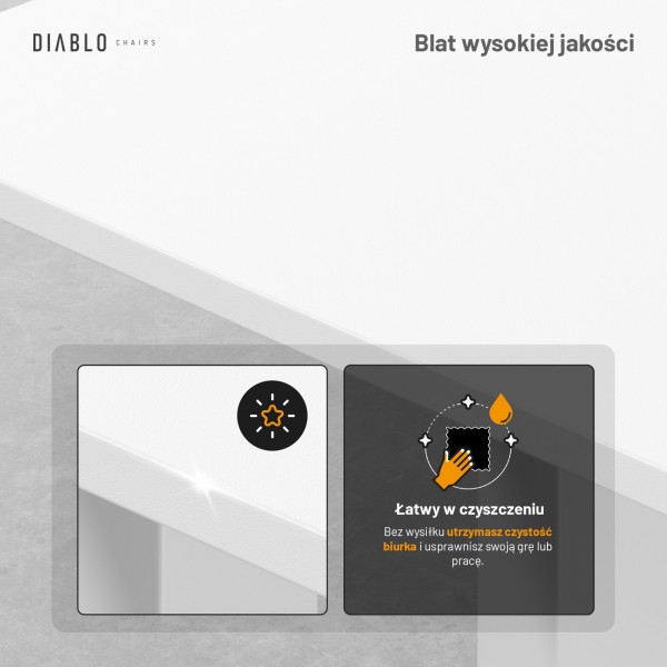 Biurko gamingowe z regulacją wysokości Diablo X-Tensio 160 cm, kolor biały