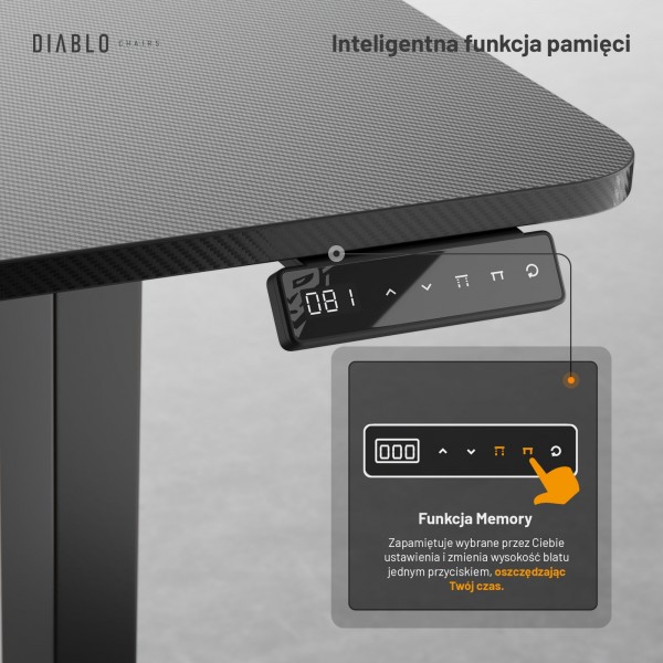 Biurko gamingowe elektryczne Diablo X-Tensio 140 cm, kolor czarny carbon