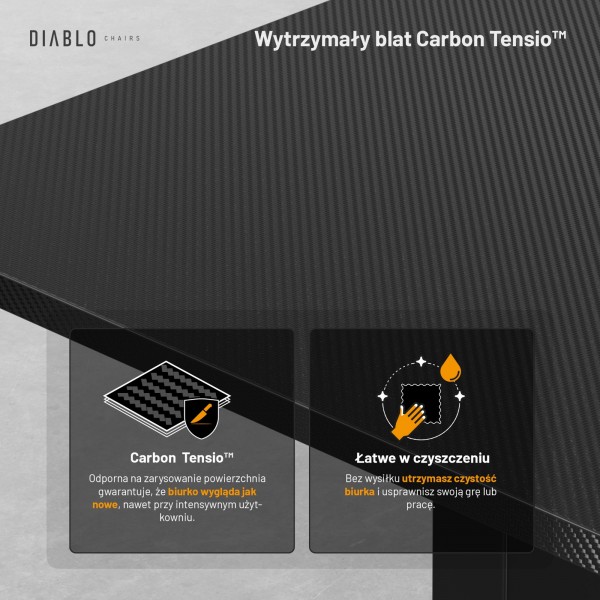 Biurko gamingowe elektryczne Diablo X-Tensio 160 cm, kolor czarny carbon