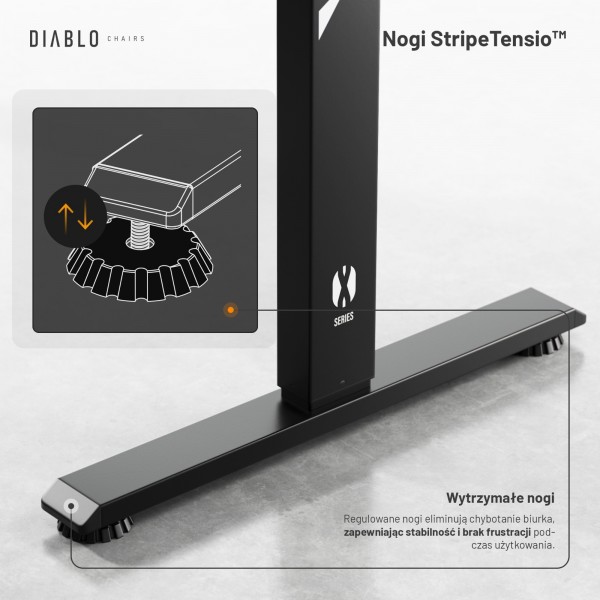 Biurko gamingowe elektryczne Diablo X-Tensio 160 cm, kolor czarny carbon