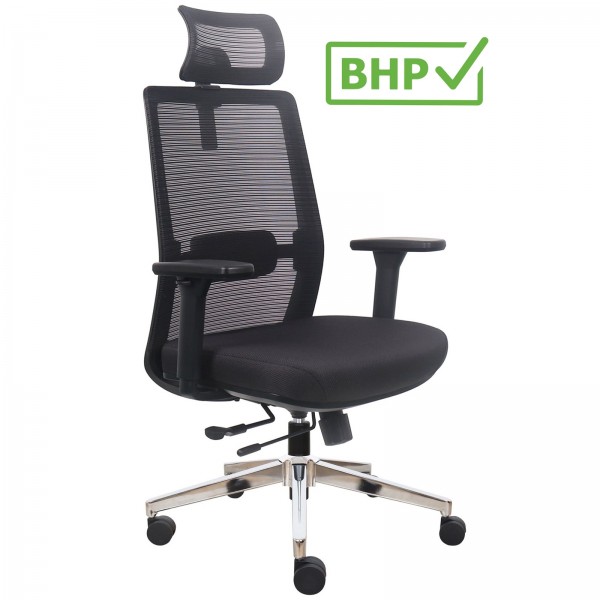 Ergonomiczny fotel biurowy siatkowy Prospero, zgodny z normą BHP