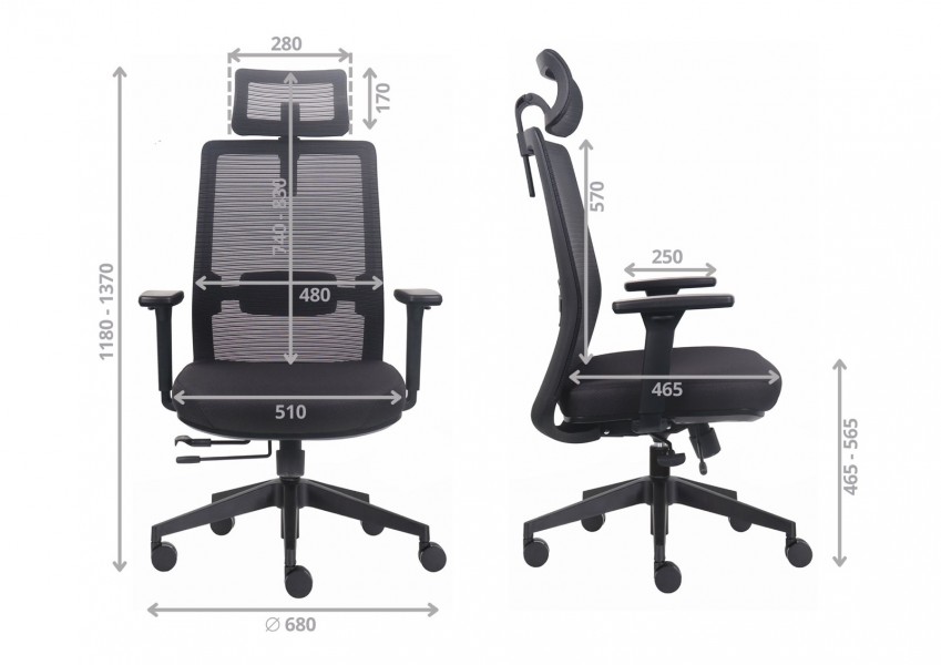Ergonomiczny fotel biurowy siatkowy Prospero, zgodny z normą BHP