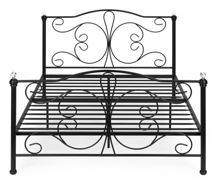 Czarne łóżko metalowe z ozdobnym wezgłowiem Kingsley 333A, 140x200 cm