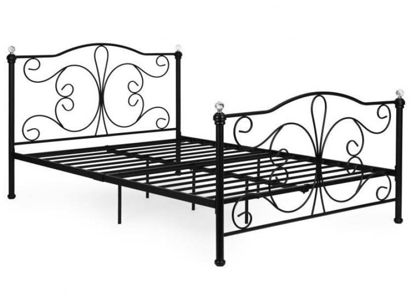 Czarne łóżko metalowe z ozdobnym wezgłowiem Kingsley 333A, 140x200 cm