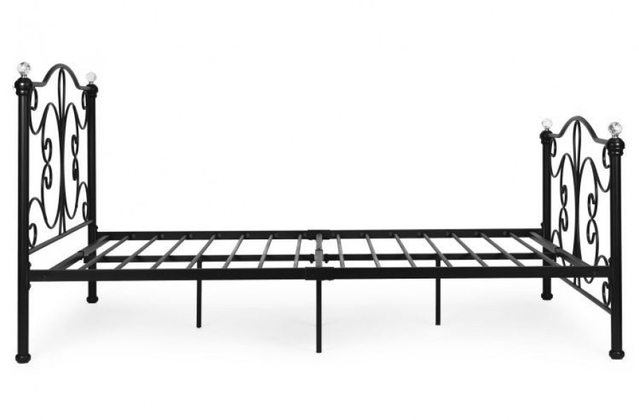 Czarne łóżko metalowe z ozdobnym wezgłowiem Kingsley 333A, 140x200 cm