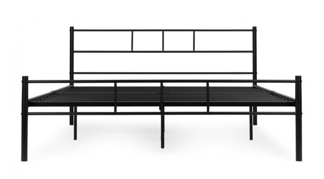 Czarne łóżko metalowe, dwuosobowe Kingsley 65A, 140x200 cm