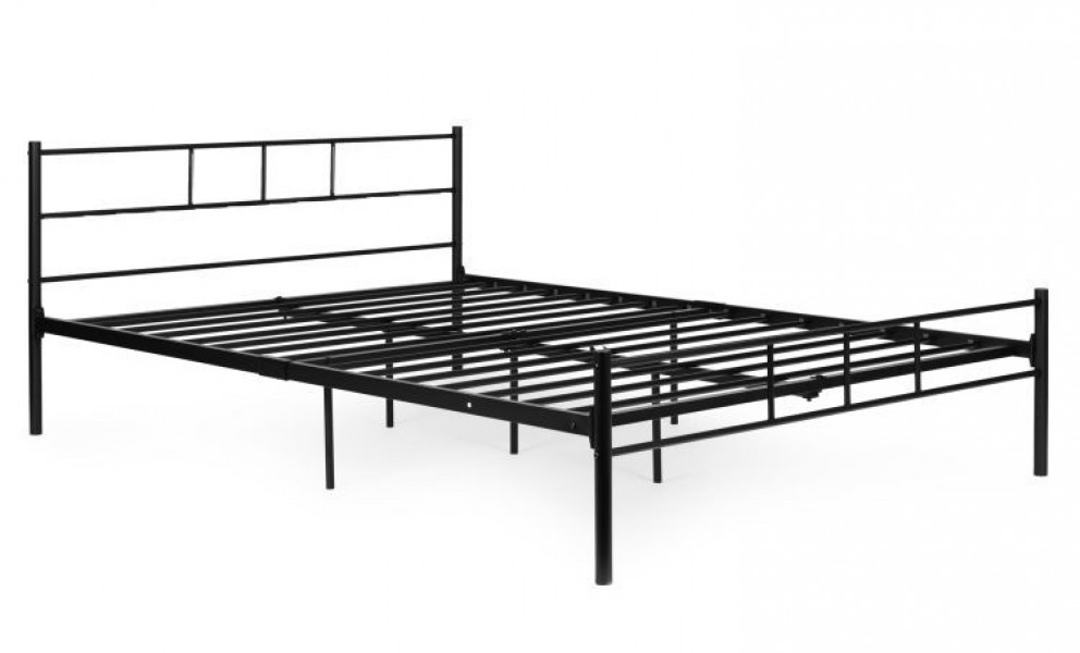 Czarne łóżko metalowe, dwuosobowe Kingsley 65B, 160x200 cm