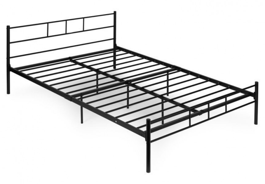 Czarne łóżko metalowe, dwuosobowe Kingsley 65B, 160x200 cm